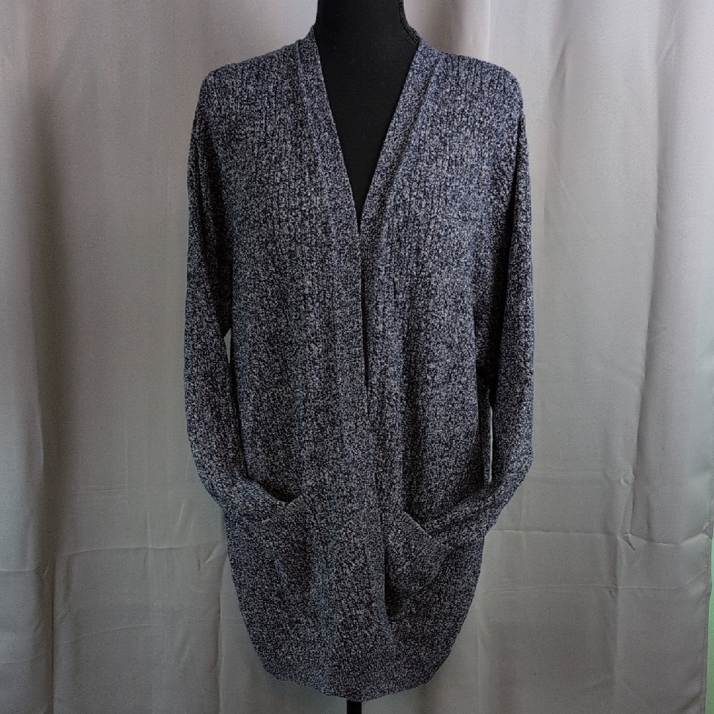 Kim Rogers Textured Knit Cardigan in Blue and White